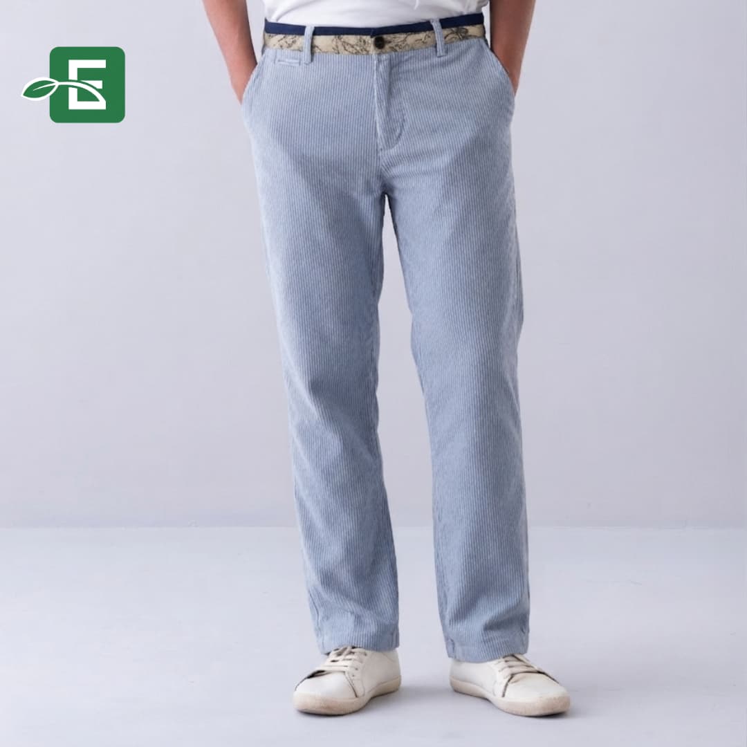 Men's Sky Blue Pinstripe Straight Fit Trouser