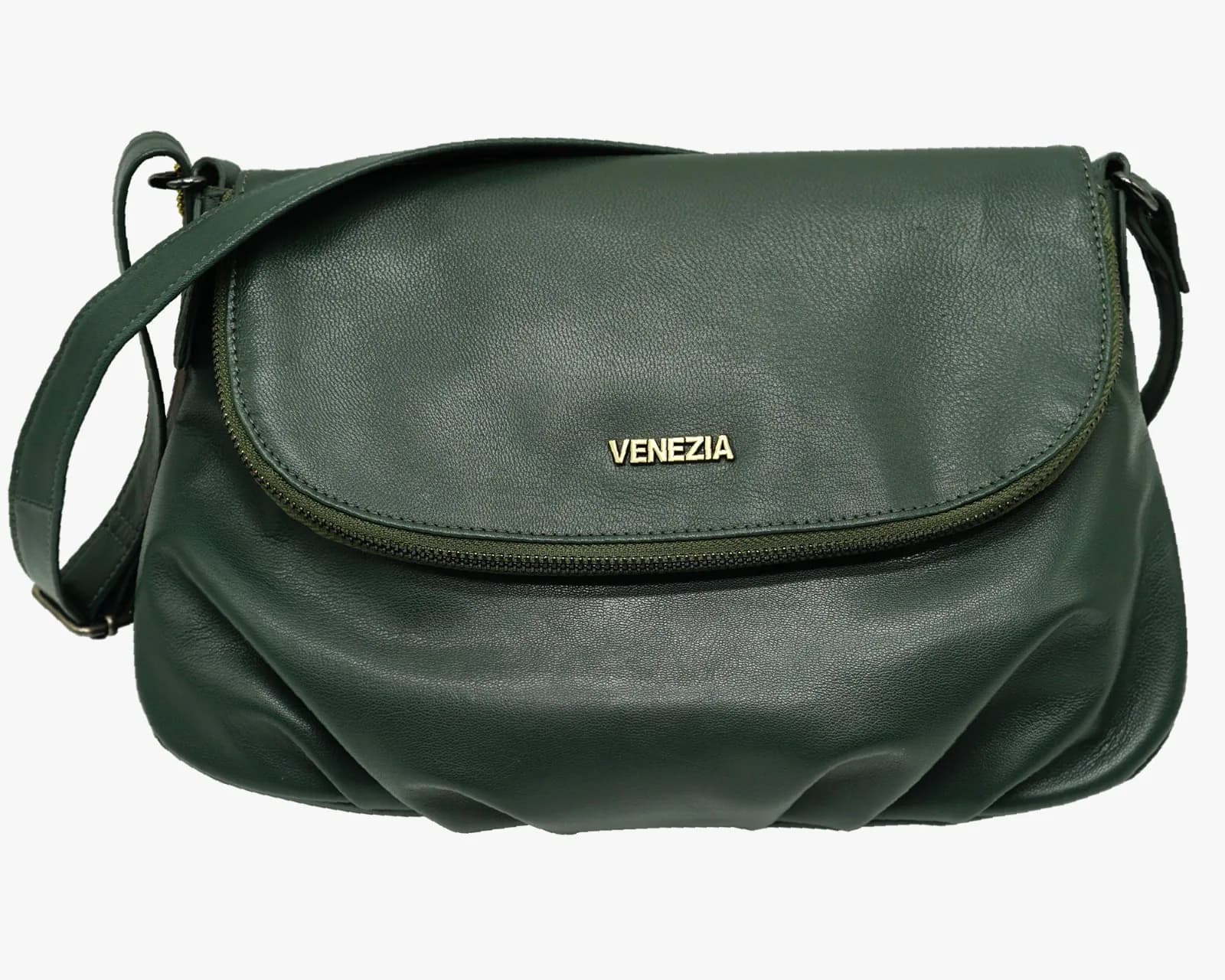 Venezia Dark Green Leather Crossbody Bag