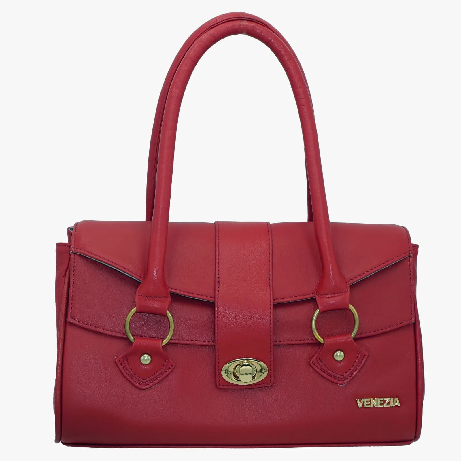 Venezia Red Leather Flap Handbag