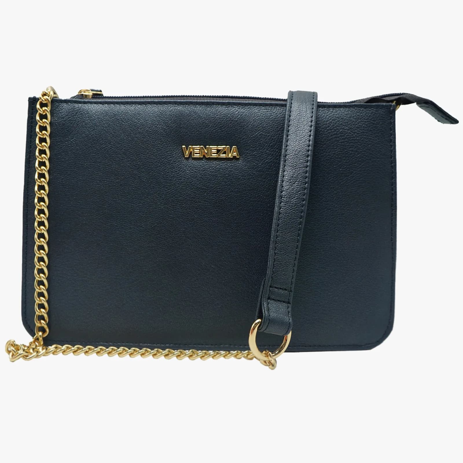Venezia Navy Blue Leather Clutch Crossbody Bag